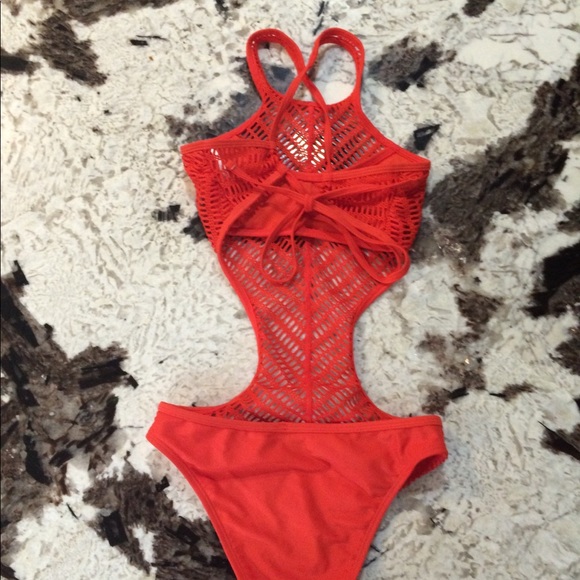 XS orange crotchet monokini by Xhilaration - Picture 4 of 5